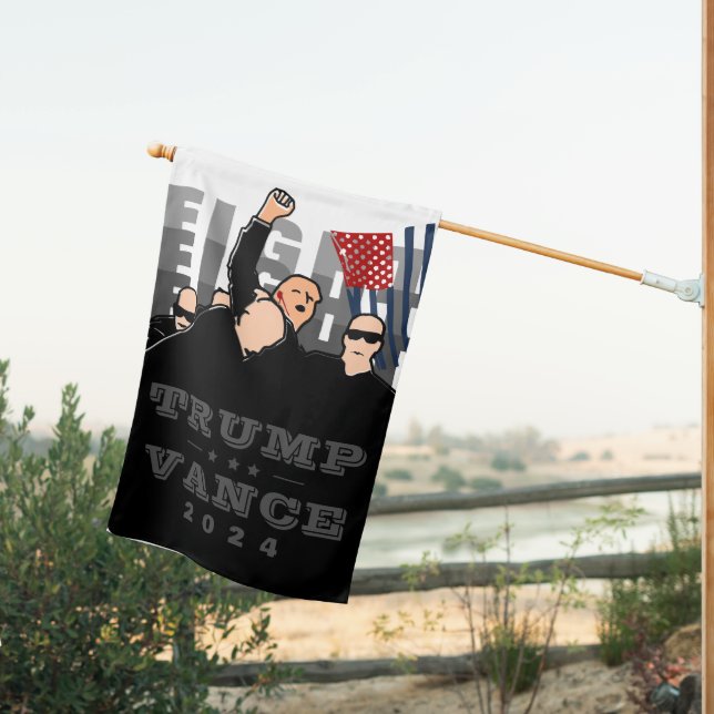 FIGHT FIGHT FIGHT Trump Vance 2024 House Flag (Insitu (Back))