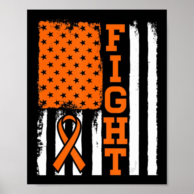 Fight Flag  Leukemia Cancer  Gift For Leukemia Fig Poster (Front)