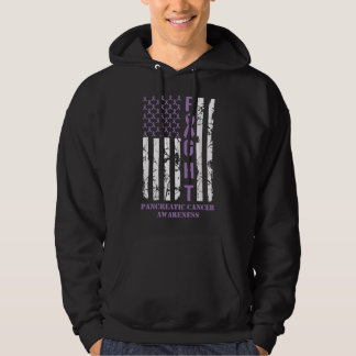 Fight Flag Purple Ribbon Support Pancreatic Cancer Hoodie