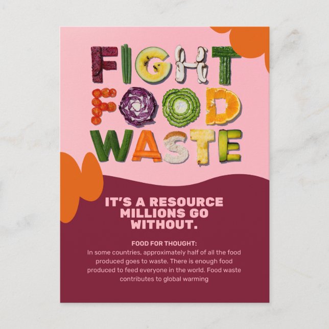 Fight Food Waste Educational Poster Postcard (Front)