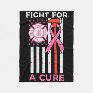 Fight For A Cure Firefighter Us Flag Breast Cancer Fleece Blanket
