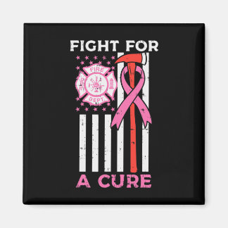 Fight For A Cure Firefighter US Flag Breast Cancer Magnet