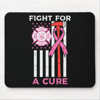 Fight For A Cure Firefighter Us Flag Breast Cancer Mouse Pad