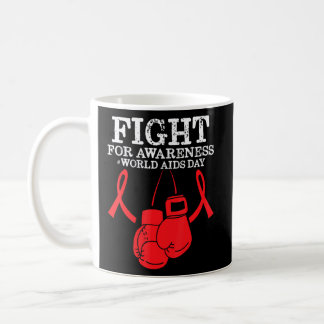 Fight For Awareness Hiv Aids Red Ribbon Disability Coffee Mug