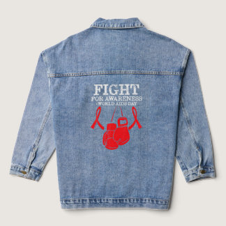 Fight For Awareness Hiv Aids Red Ribbon Disability Denim Jacket