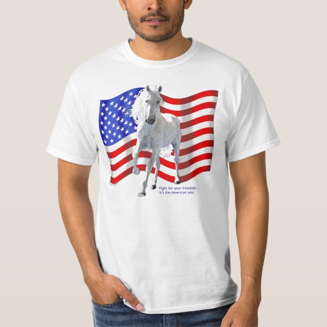 Fight for Freedom White Horse T-Shirt (Front)