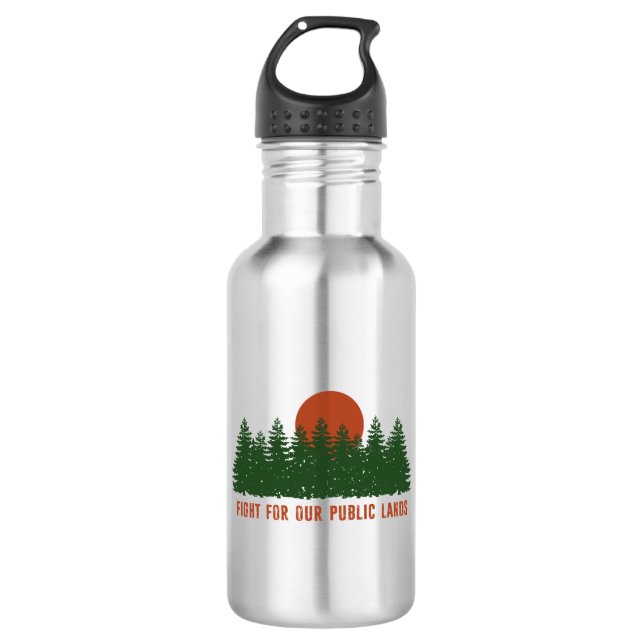 Fight For Our Public Lands Stainless Steel Water Bottle (Front)