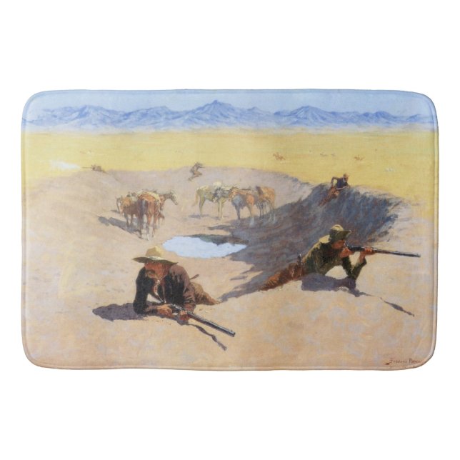 Fight for the Water Hole (by Frederic Remington) Bath Mat (Front)