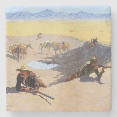 Fight for the Water Hole by Frederic Remington Stone Coaster