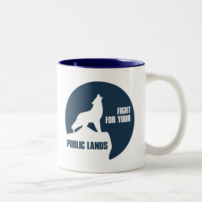 Fight For Your Public Lands Wolf Two-Tone Coffee Mug (Right)