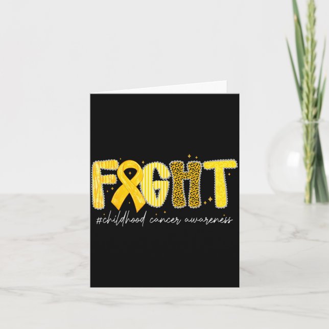 Fight Gold Ribbon Childhood Cancer Awareness  Card (Front)