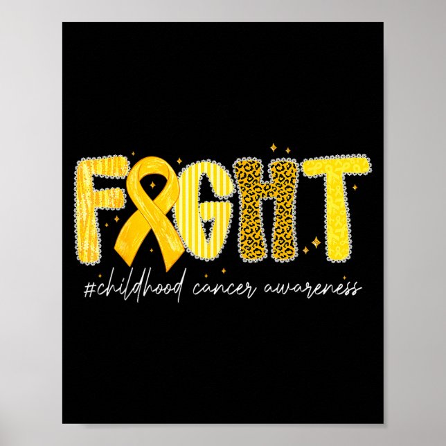 Fight Gold Ribbon Childhood Cancer Awareness  Poster (Front)