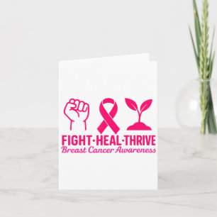 Fight Heal Thrive Breast Cancer Awareness Nk Ribbo Card