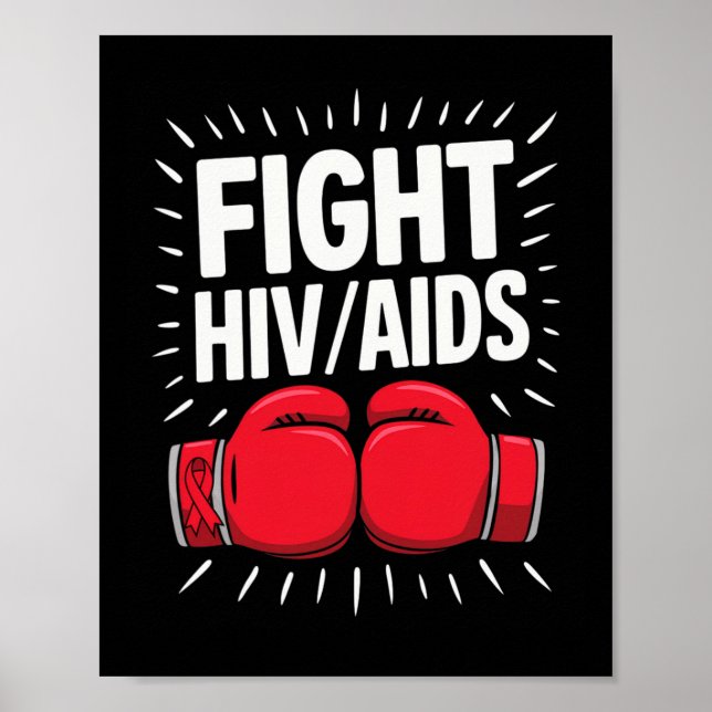 Fight Hivaid Awareness Red Boxing Gloves 1  Poster (Front)