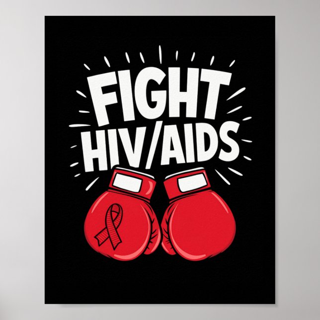 Fight Hivaid Awareness Red Boxing Gloves  Poster (Front)