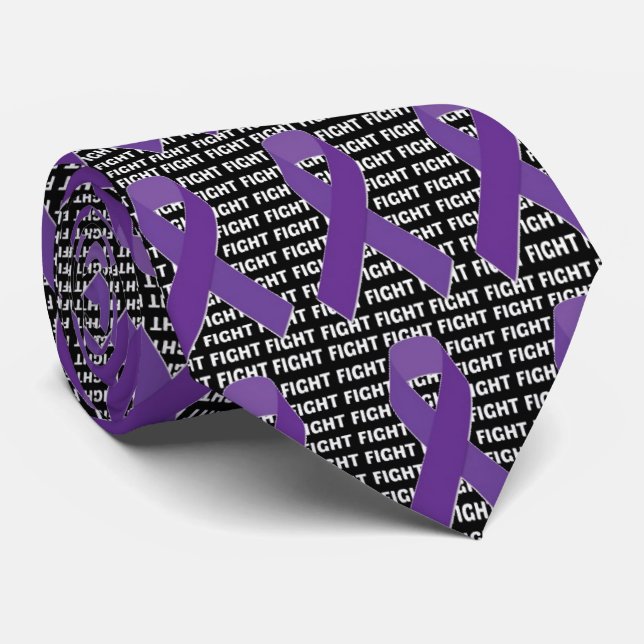 Fight Hodgkins Lymphoma Cancer Violet Ribbon Neck Tie (Rolled)