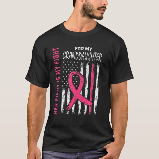 Fight I Wear Pink Granddaughter Breast Cancer Awar T-Shirt (Front)