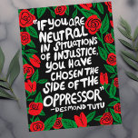 Fight Injustice Desmond Tutu Quote Palestine Flag Postcard<br><div class="desc">Send this as a postcard or use as display artwork. Customize this card with your own text on the back! Check my shop for more!</div>