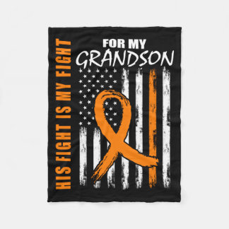Fight Is Fight Grandson Leukemia Awareness Flag Fleece Blanket