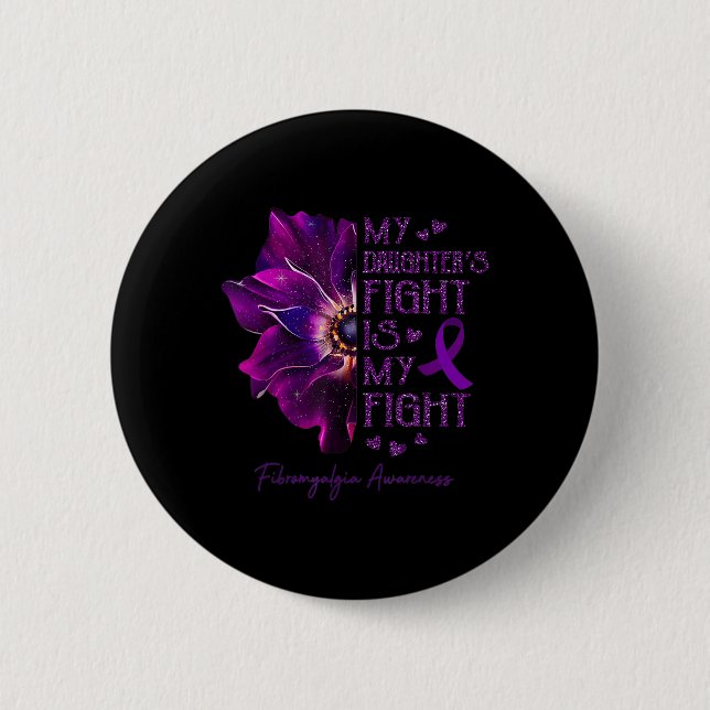 Fight Is My Fight Anemone Fibromyalgia Awareness  Button (Front)