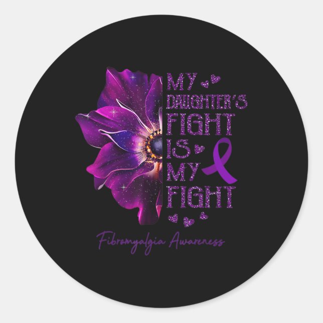 Fight Is My Fight Anemone Fibromyalgia Awareness  Classic Round Sticker (Front)