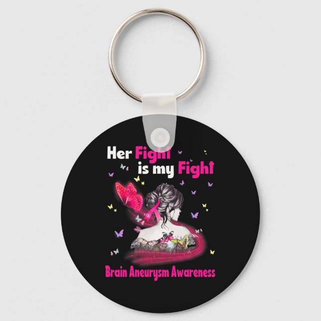 Fight Is My Fight Brain Aneurysm Awareness 3  Keychain (Front)