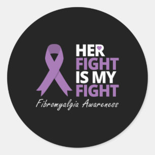 Fight Is My Fight Fibromyalgia Awareness Ribbon Classic Round Sticker