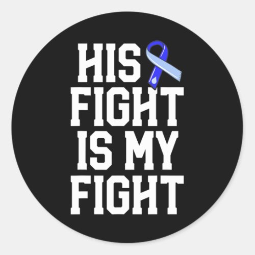 Fight Is My Fight Hydrocephalus Awareness Blue Rib Classic Round Sticker