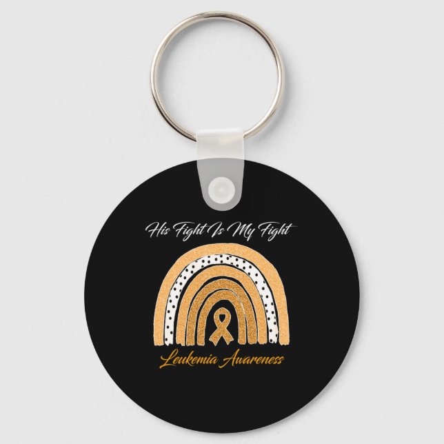 Fight Is My Fight Leukemia Awareness Rainbow  Keychain (Front)