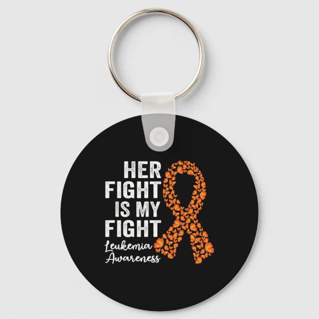 Fight Is My Fight Orange Support Leukemia Awarenes Keychain (Front)