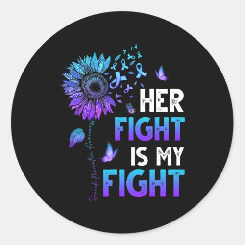 Fight Is My Fight Teal And Purple Ribbon Suicide A Classic Round Sticker