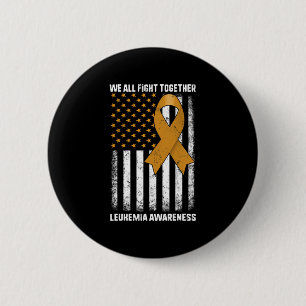 Fight Leukemia Awareness Orange Ribbon USA Flag Wa Button
