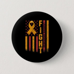 Fight Leukemia Awareness Orange Ribbon USA Flag Wa Button