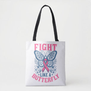 Fight Like A Butterfly Breast Cancer Awareness Tote Bag