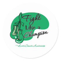 Fight Like a Champion Liver Cancer Classic Round Sticker