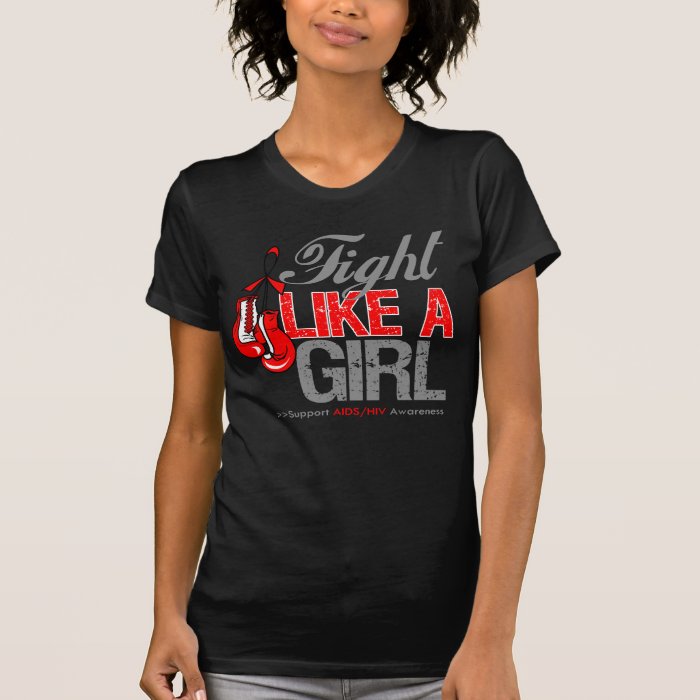 Fight Like a Girl Boxing   AIDS Shirt