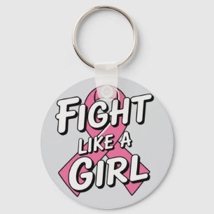 Fight Like a Girl Breast Cancer Awareness Design Keychain