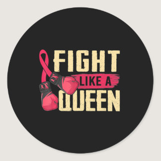 Fight Like A Queen Breast Cancer Awareness Pink Bo Classic Round Sticker