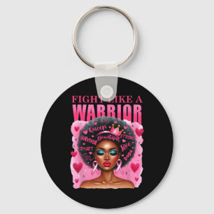 Fight Like A Warrior Breast Cancer Awareness Black Keychain