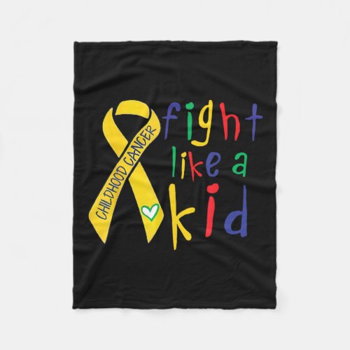 Fight Like Kid Gold Ribbon Childhood Cancer Awaren Fleece Blanket