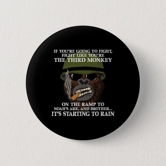 Fight Like The Third Monkey - Funny Boxing And Mma Button (Front)