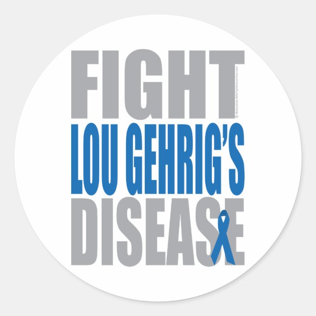 Fight Lou Gehrig's Disease Classic Round Sticker (Front)