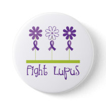 Fight Lupus Purple Flower Ribbon Pinback Button