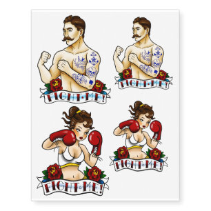 Fight Me Old School Temporary Tattoos