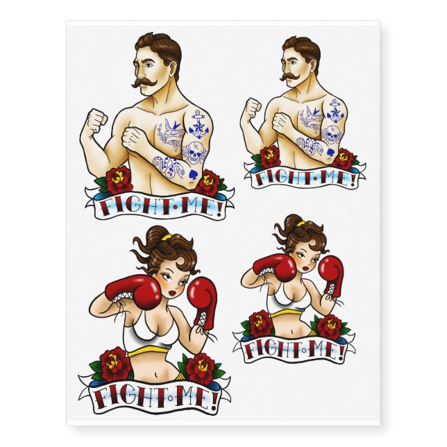 Fight Me Old School Temporary Tattoos (Front)