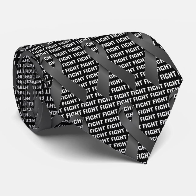 Fight Melanoma Cancer Black Ribbon Neck Tie (Rolled)
