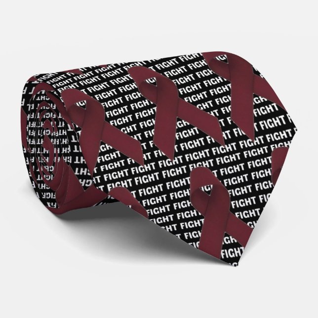 Fight Multiple Myeloma Cancer Burgundy Ribbon Neck Tie (Rolled)