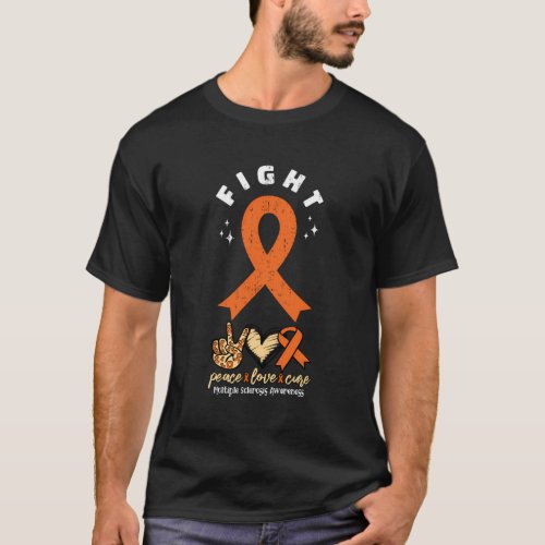 Fight Multiple Sclerosis Awareness Orange Ms Ribbo T_Shirt