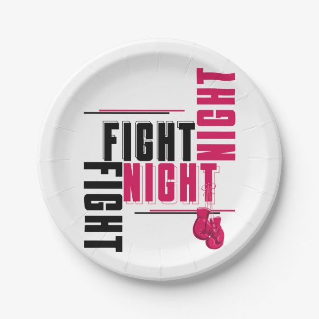 Fight Night and Chill Paper Plates (Front)