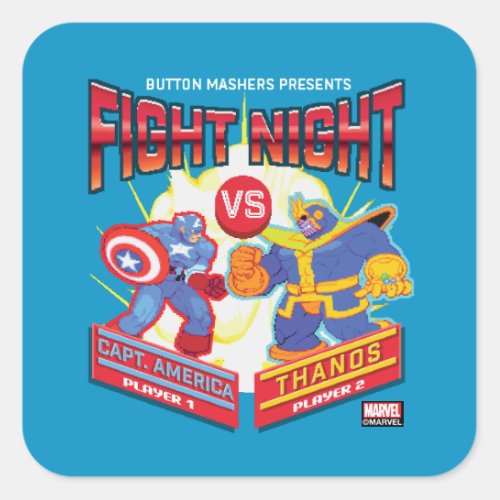 Fight Night Captain America Vs Thanos Game Sprites Square Sticker